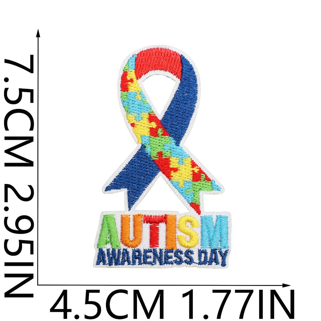 Färg pussel broderi tyg klistermärke liten dinosaurie dator broderi etikett tecknad sköldpadda autism kampanj patch klistermärke strykning