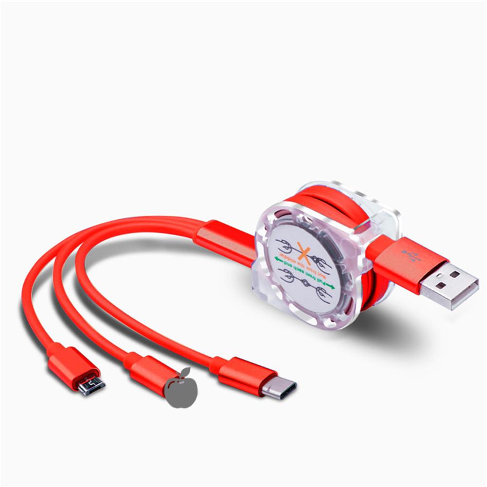 Data  Line Copper One-to-three Multi-function Telescopic Fast Charging Data Cable