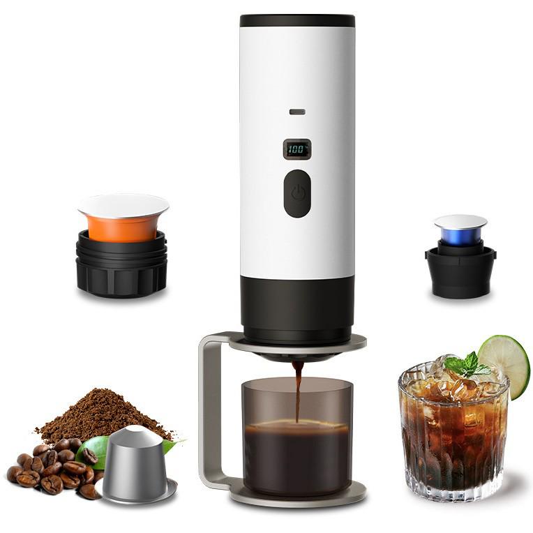 Compact Dual-Use Wireless Heated Espresso Maker for Coffee Capsules & Powder