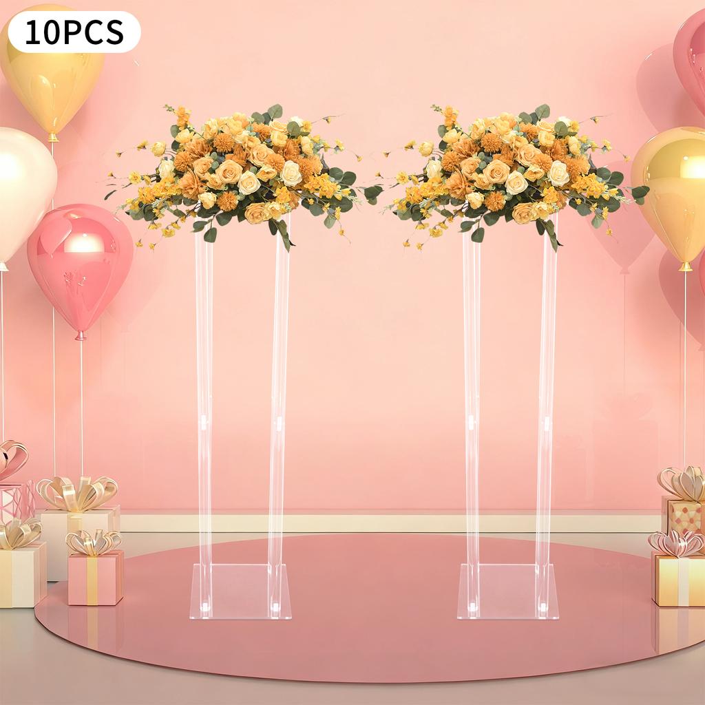 10pcs Acrylic Vase Set,23.6In Tall Clear Column Flower Vases for Wedding Centerpieces,Modern Geometric Table Decor Flower Stands