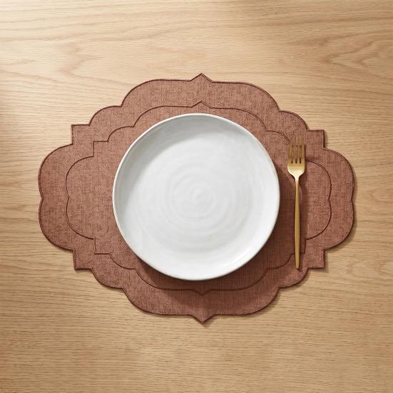Leinen-Platzsets mit Stickerei Überwendling Esstisch-Platzsets Langlebiger Anti-Rutsch-Tischschutz für Hotel Restaurant Küche
