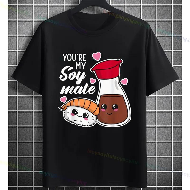 

Soy Mate Sushi Kawaii Graphic Tee Breathable Cotton Short Sleeve TShirt Casual Outdoor Trip Top for Unisex Women S