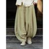 Spring Cotton and Linen Women's Literature and Art Retro Loose Sand Wash Stitching Pumpkin Pants Women's Niche Zen Meditation Bloomers