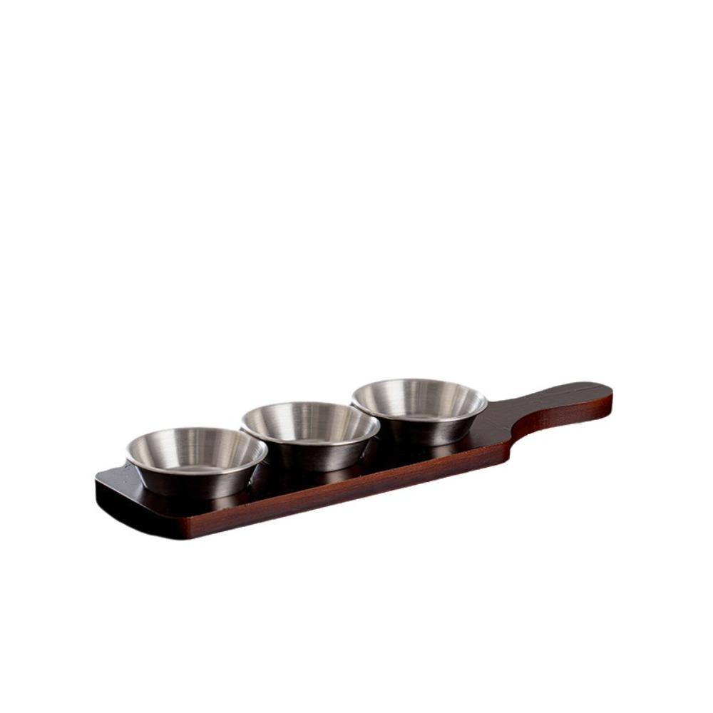 Multi-function Divided Dipping Dish Elegant Snack Dish Stainless Steel Seasoning Plate  Barbecue