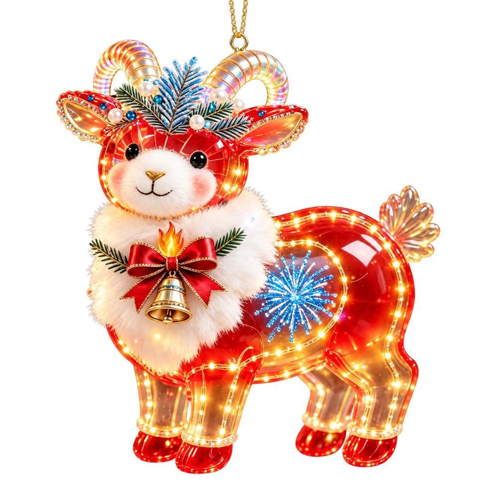 Shining Goat Pendant 2D Flat Animal Hanging Decoration New Christmas Tree Ornament  Bag Charms