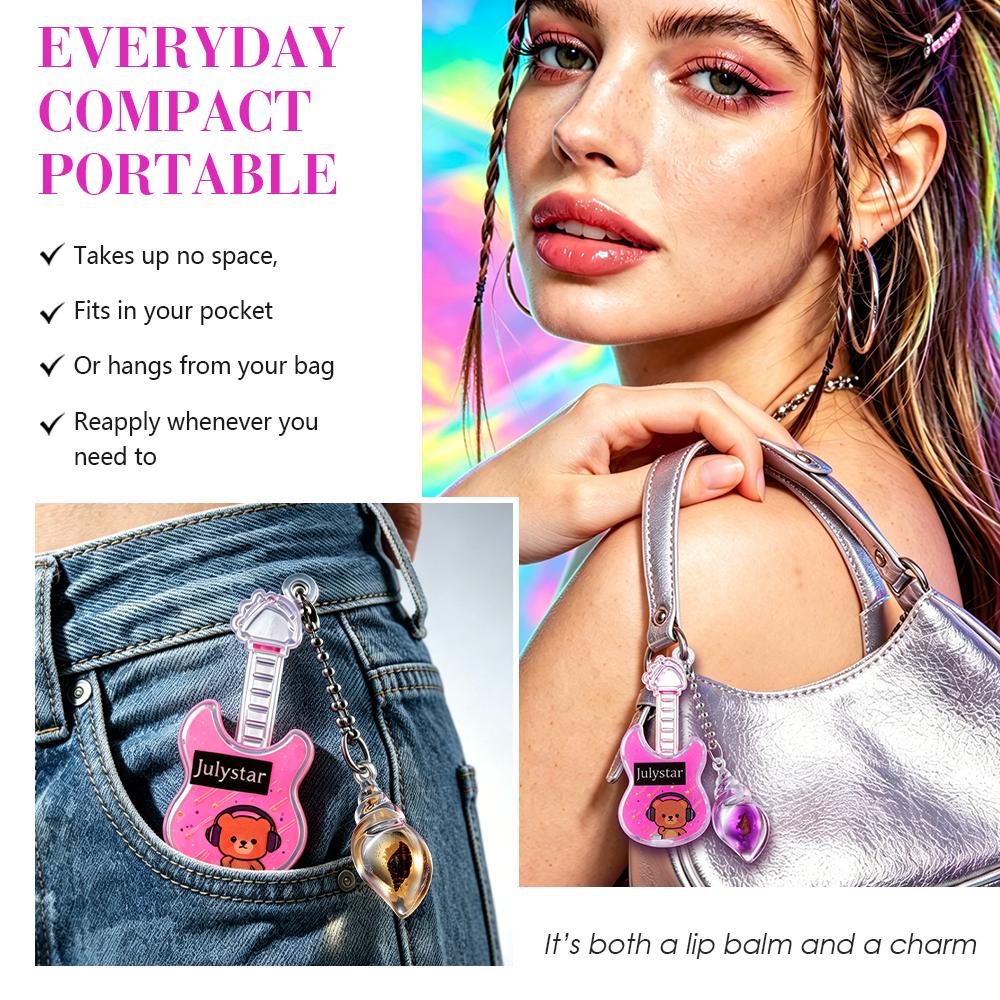 Julystar Portachiavi Balsamo Labbra Lucido Lucidalabbra Trasparente Rosa Idratante Lunga Durata Labbra Luminose Trucco per Donne Ragazze