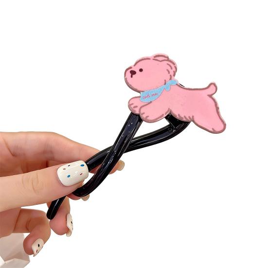 Hairpin Faux Pearls Cat Puppy Shape Hair Claw Back Head Hair Clip Acrylic Hair Styling Tool