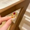 2026 Medieval High Carbon Diamond Small Red Heart Ring Fashionable Light Luxury Diamond-encrusted Red Corundum Heart-pounding Diamond Ring Women