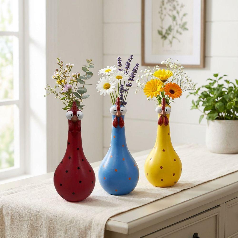 Colorful Dot Long Neck Chicken Vases Lifelike Flower Arrangement Vase  Living Room Decor