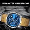 Luxury Brand New Fashion Men's Watches Real leather Strap Waterproof Sport Quartz Chronograph Military Watch Men Clock