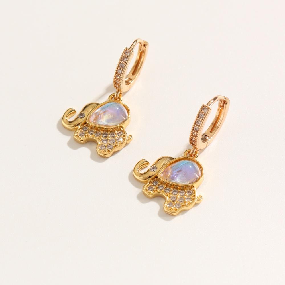 1 Pair Cute Small Elephant Dangle Earrings for Women Zirconia Earring Jewelry Wedding Party Accessories