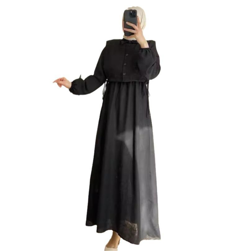 2024 Herfst Europees & Amerikaans Dames Effen Twee-Delige Set: Casual Korte Top & Midi Rok