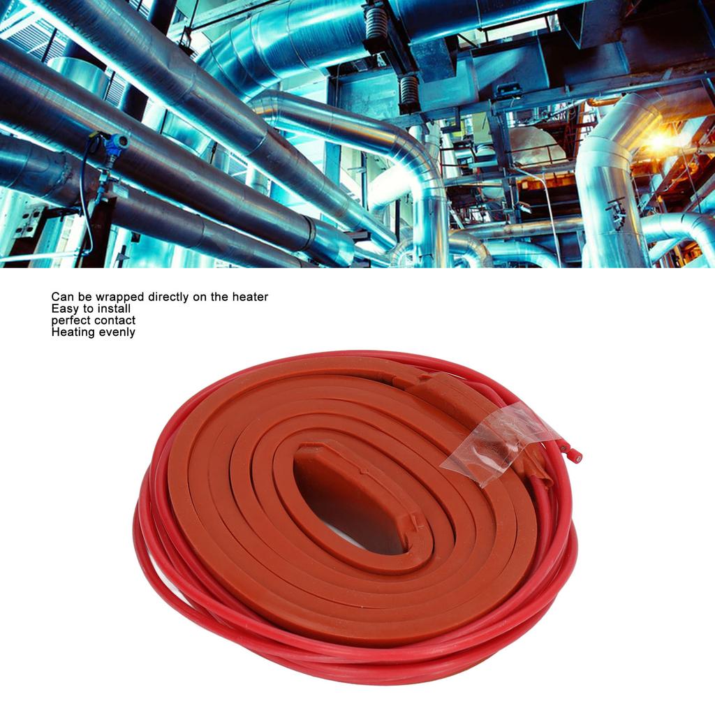 Silicone Heating Belt Waterproof Soft Insulation Flexible Heater for Oil Pipe 15x1000mm 40w DC12V