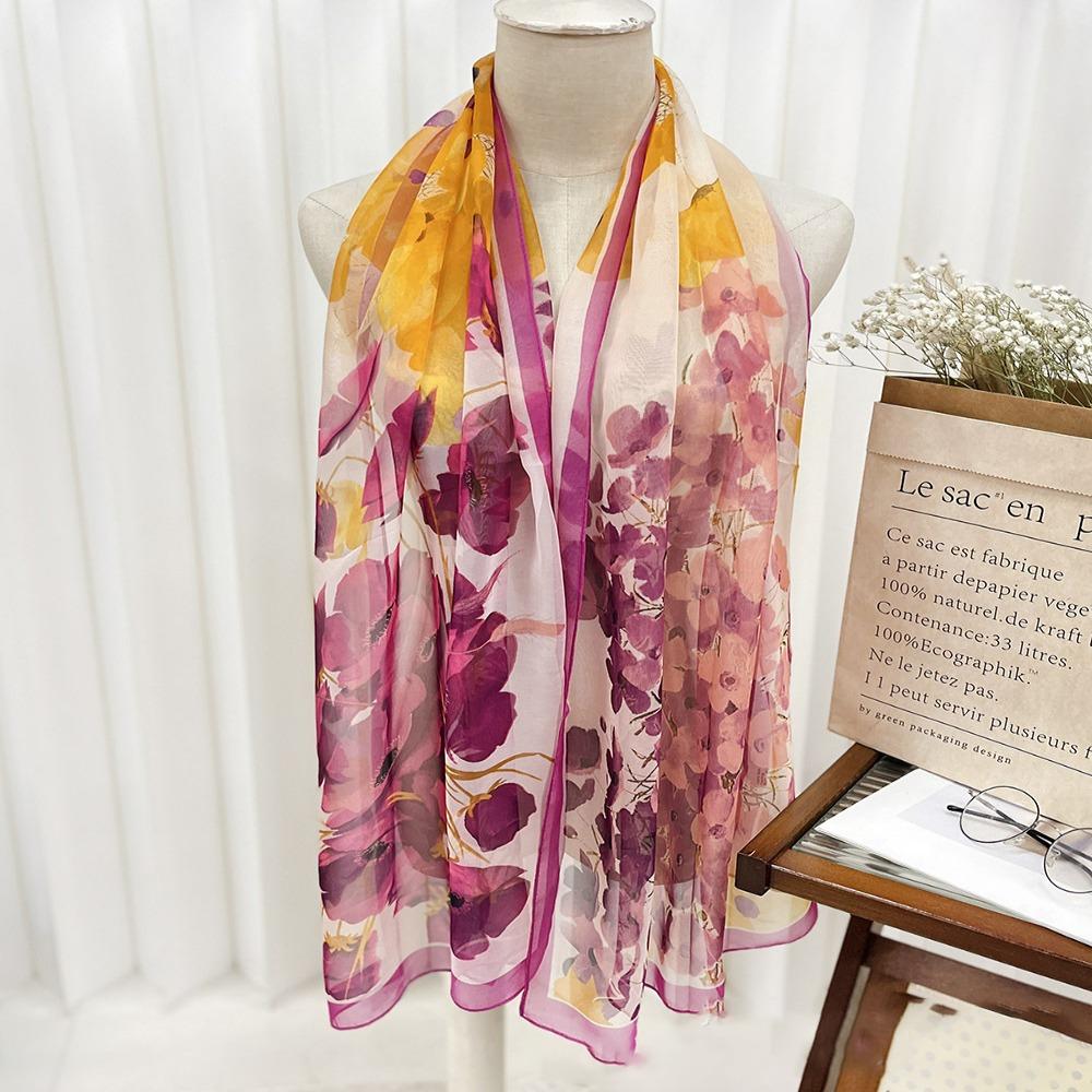 Sun-Resistant Beach Shawl Breathable Sunscreen Hijab Summer Silk Scarf  for Women