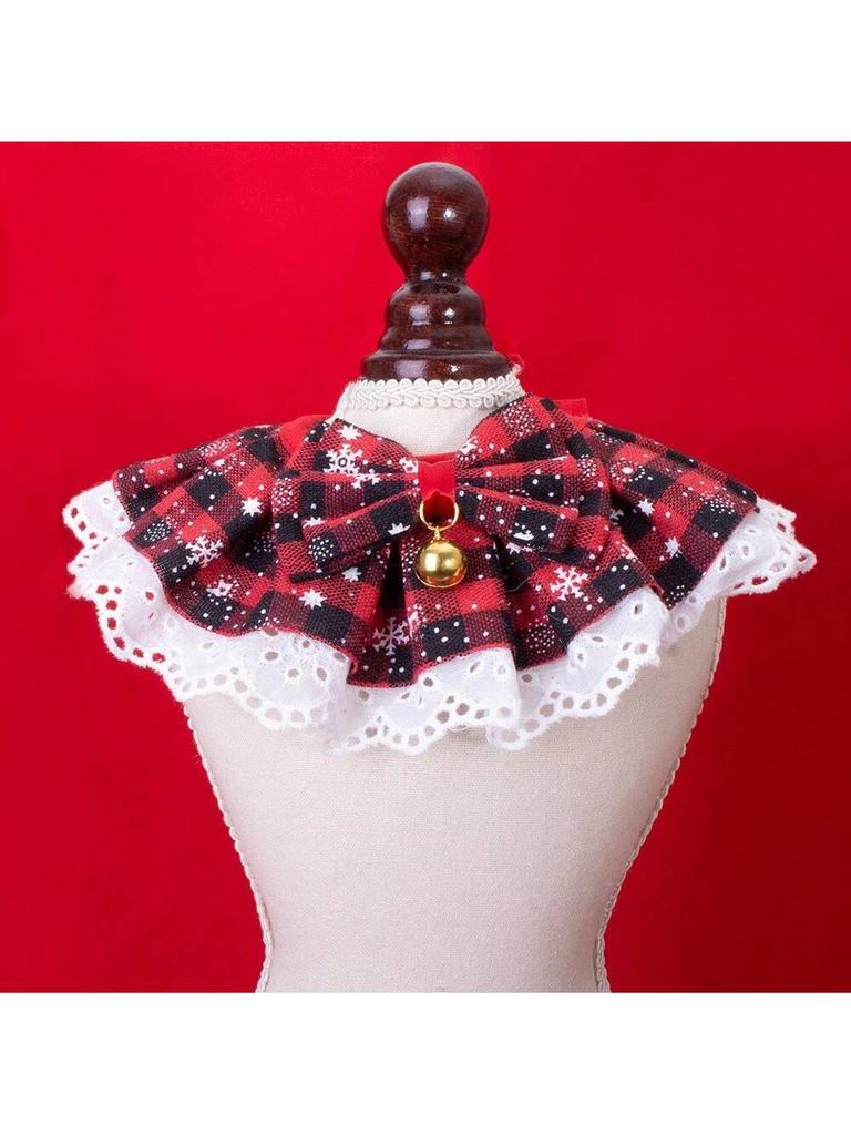 Entzückerliches weihnachtliches Karohundehalsband mit Spitzenrand Vierfarbiges Haustier-Schal-Handtuch Handtuch für Hunde