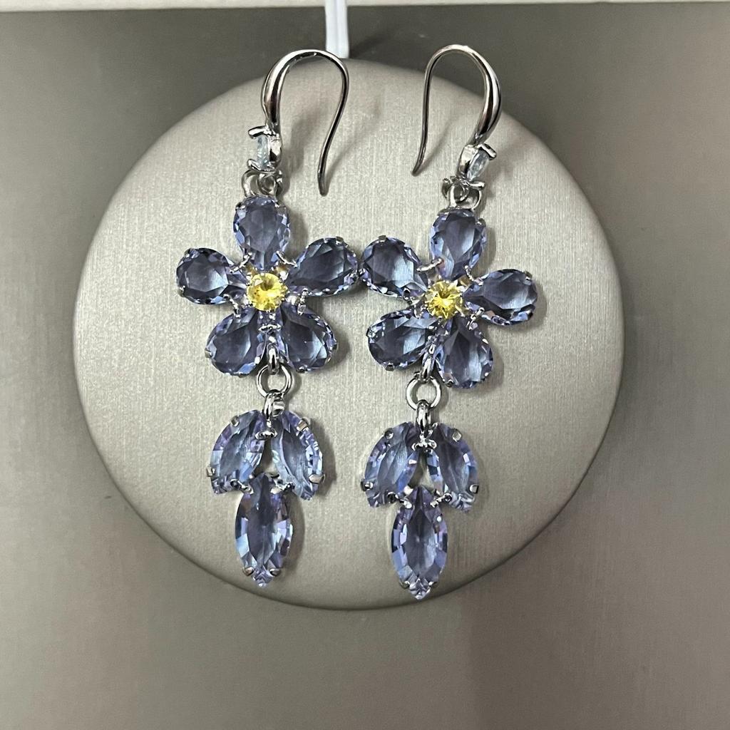 Light Luxury Zircon Flower Necklace Celebrity Style Earrings Design Set High Quality Ear Jewelry