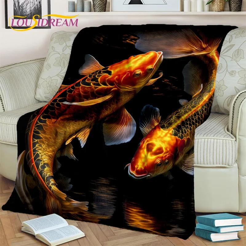 Naturalize Koi Carp Yin Yang Fish Blanket,Soft Throw Blanket for Home Bedroom Bed Sofa Picnic Travel Office Cover Blanket Kids