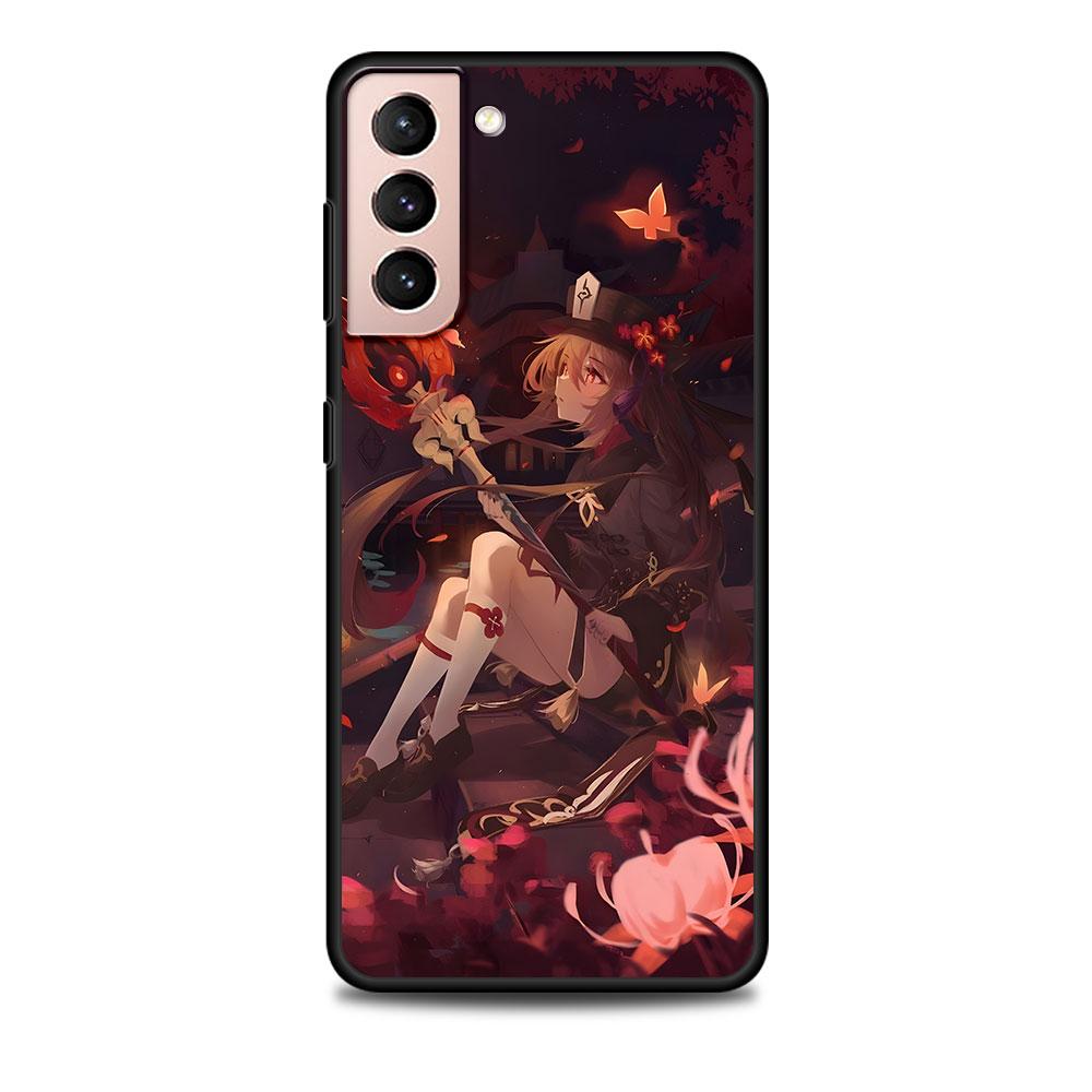 

Чехол Genshin Impact Hu Tao для Samsung Galaxy S23 S21 S22 S20 FE S9 S10 S24 Ultra S10e S9 Plus, мягкий черный чехол из ТПУ для телефона, бампер Samsung S24