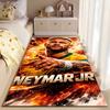 Sports Area Rug, Neymar Jr Brazil Yellow Number 10 Fire Explosion Pointing Print, Fan Cave Decor, Non-Slip Mat