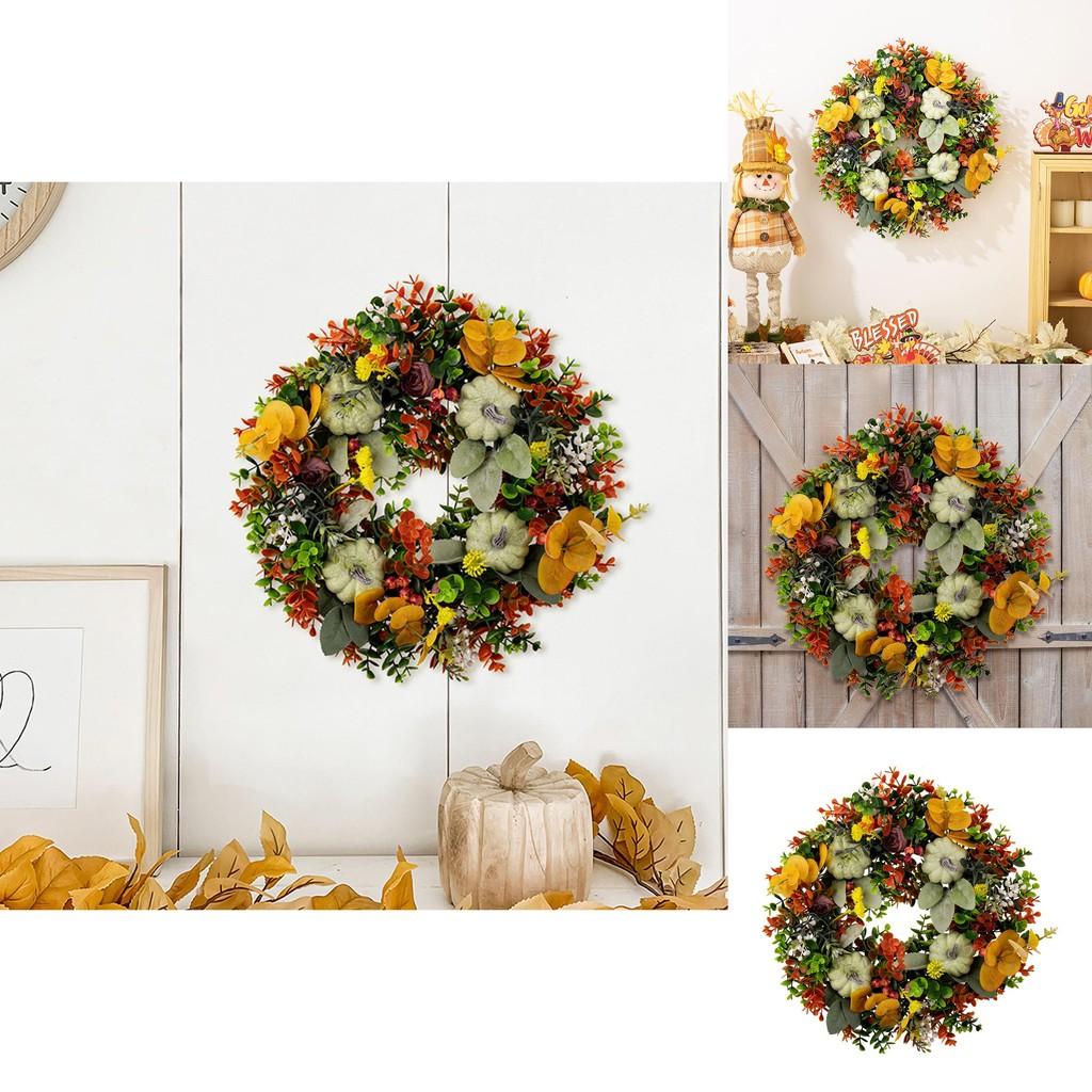 Wunderschöner 40 cm Eukalyptus-Kürbiskranz für traditionelle Thanksgiving-Dekoration