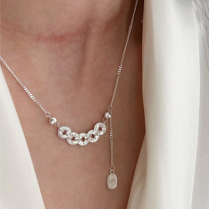

S925 Sterling Silver Necklaces For Women Simple Circle Tassel Fashion Minimalist Starfish Shape Necklaces Birthday Gift