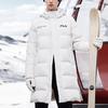 Fila Letter Logo Printed Hooded Zipper Windproof Warm Long Down Jacket Men Outerwear Cold-Stone-White F11M249921FWT