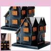 Unique Black Witch House Incense Holder Resin Art Decor With Two Fragrant Sticks For Celebrations