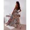 Summer Beach Dress Sexy Bohemian-style Printed Backless Suspender Long Dress for Women