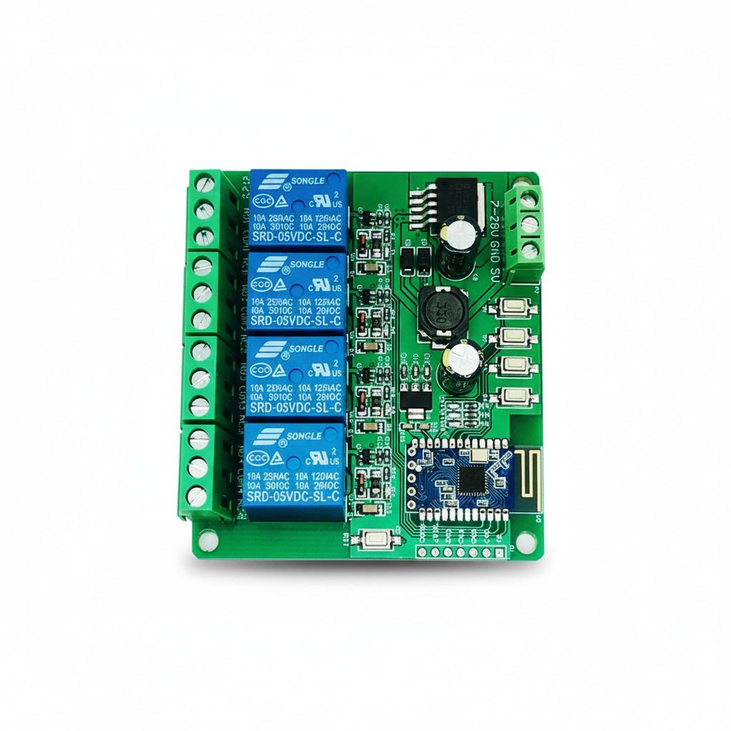 

4-Channel Bluetooth 5.0 Relay BLE Bluetooth Mesh Networking Phone APP Remote Switch 10*10*2 білий