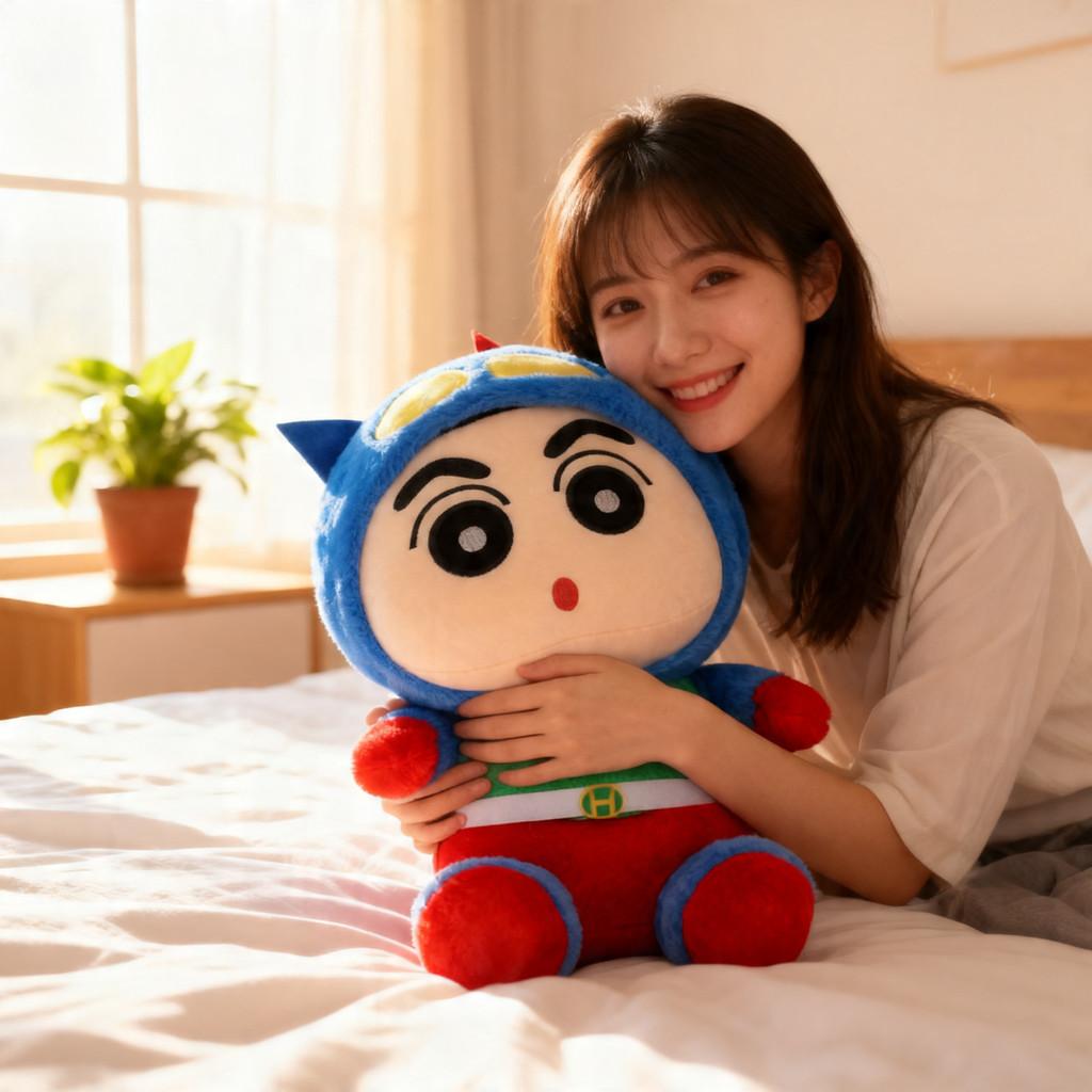 Superman Crayon Shin Chan Plush Toy With Shortpile Fabric For Kids Room Decor And Collecting