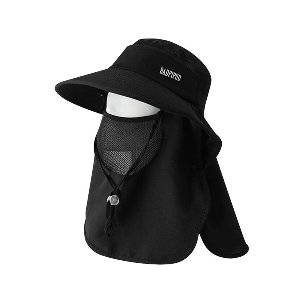 UV Protection Summer Face Shield Neck Cap Wide Brim All-in-one Sun Hat Women s Sun Protection Hat чёрный