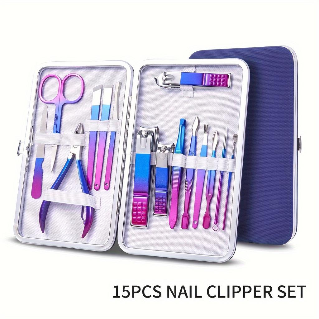7/10/12/15pcs Professional Nail Clippers Pedicure Kit, Stainless Steel Cuticle Nippers and Cutter Kit Grooming Kit for Travel
