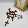 Pack of 100pcs Wooden Crucifix Charm On Delicate Beaded Chain Versatile Jewelry For Keychain or Bag Decoration