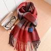 111% pure blue-gray plaid scarf for men and women, winter knitted to keep warm, high-end temperament plaid scarf