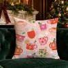 Christmas Cute Pink Pillow Covers Pattern Cushion Cover Suitable for Sofa Bedroom Car Pillow Cover