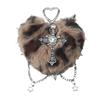Plush Plush Heart Shaped Keychain In Y2K Style With Rhinestones And Metal Wing Elegant Bag Hanging Ornament