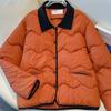 Small Fragrance Korean Version of Contrast Seam Cotton-padded Jacket Short Autumn and Winter Short Retro Lapel Thin Padded Jacket.