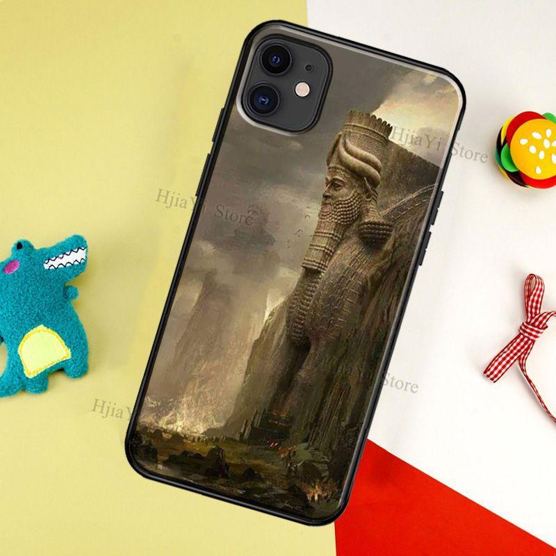 Lamassu Assyrian Mesopotamian Fall Für iPhone 13 11 14 Pro Max 12 mini 6S 7 8 Plus X XR XS Max SE 2020 Weiche TPU Coque