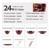 Set di Stoviglie in Ceramica Rossa Cotto in Forno: Ciotole, Piatti e Piatti in Stile Retrò con Decorazioni Sottosmalto per Uso Domestico.