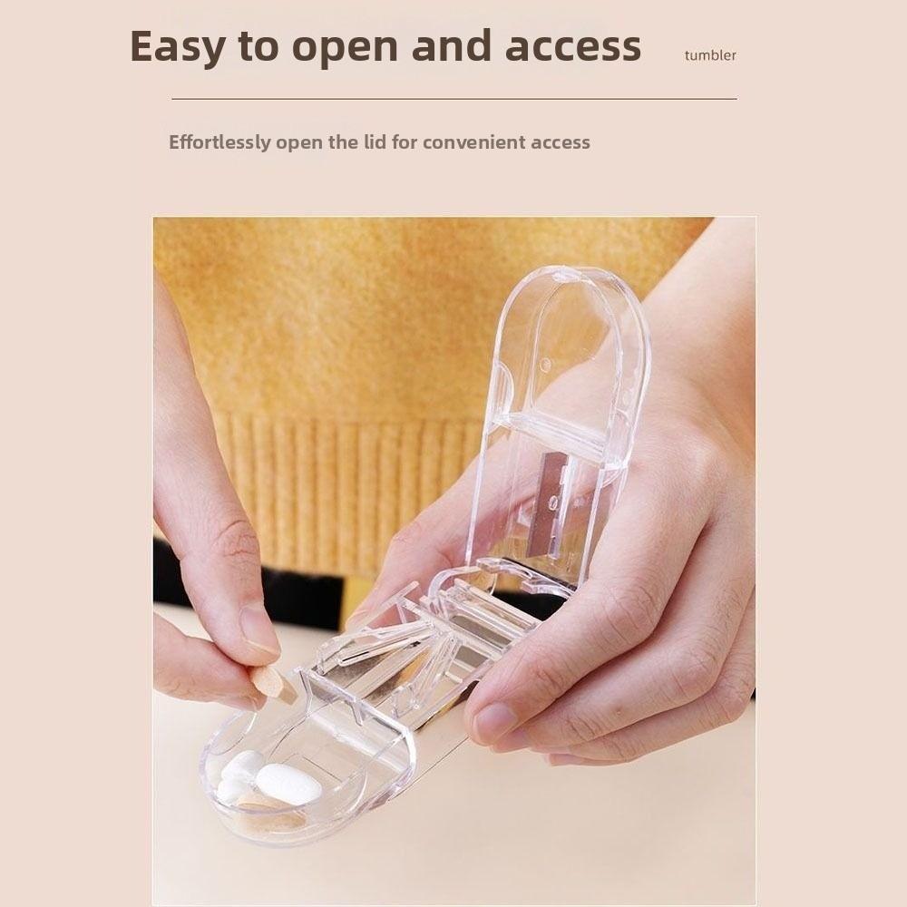 Durable Portable Pill Cutter Box Mini Clear Small Pill Boxes Tablet Cutter Splitter for Daily Use