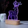 Oval Touch-Control LED Night Lamp with USB, Beech Wood Base