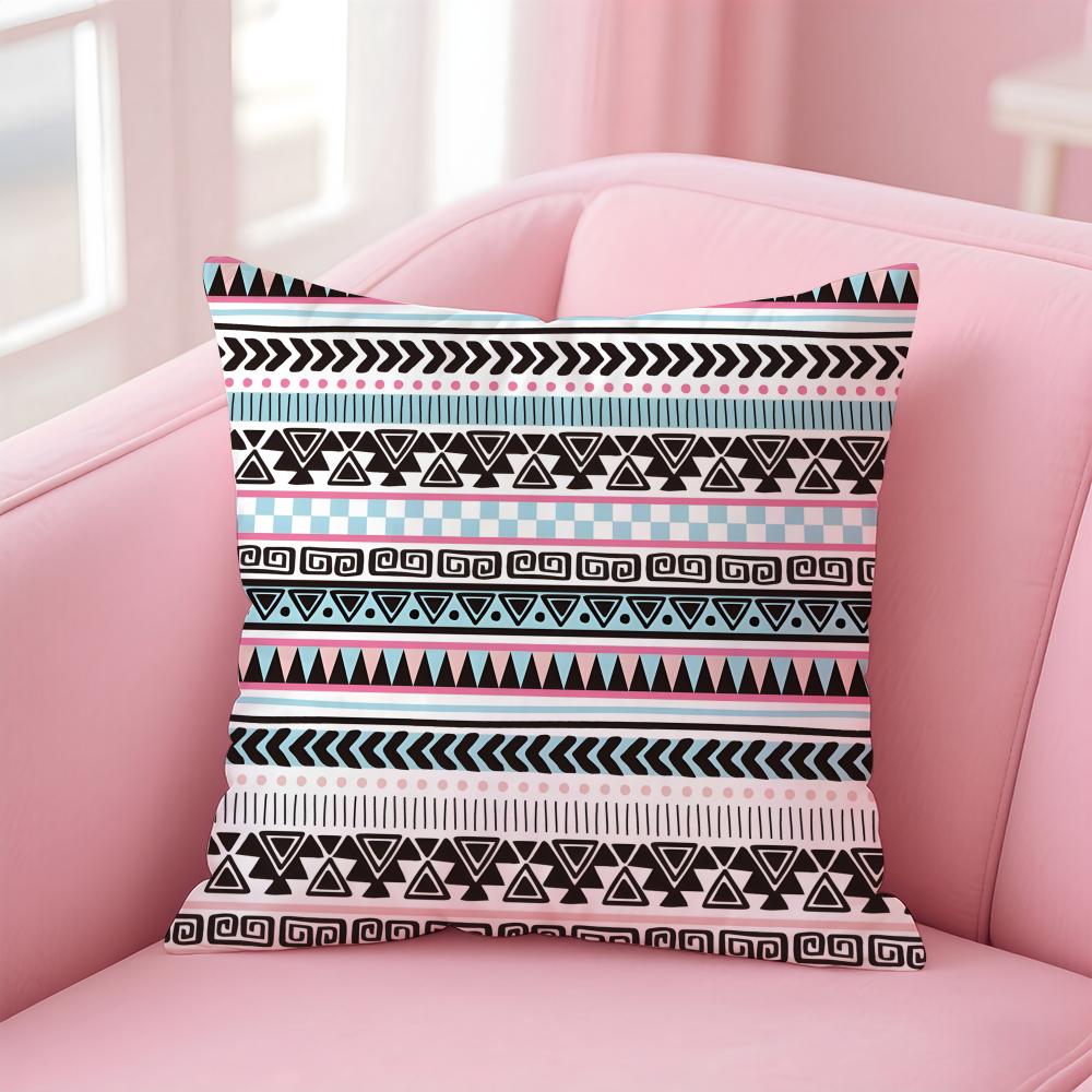 Traditional Chinese Ethnicstyle Geometric Patterns Cushion Cover Pillow Case Soft Skin Friendly Fabric  Concealed Zipper