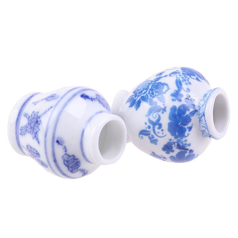 1/12 Dollhouse Miniature Blue And White Porcelain Vase Accessories Toy