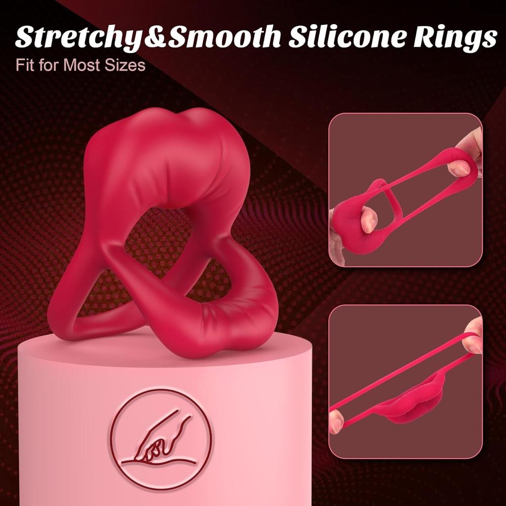 Mouth Clitoral Vibrator Penis Ring, APP Penis Ring Couple Pleasure Sex Toys, Male Female, Male Female Couple Sex Toys with G Spot Clitoral Vibrator