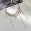 Hip-Hop Style Cross Pendant Necklace, Design Sense Metal Chain Fringed Collarbone Necklace Women