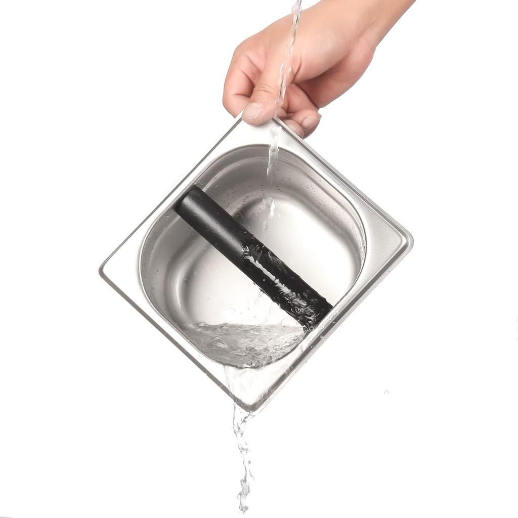 Coffee Knock Box,Espresso Dump Bin,Coffee Powder Residue Bin,Stainless Steel Espresso Knock Box Built-in Container Coffee Ground