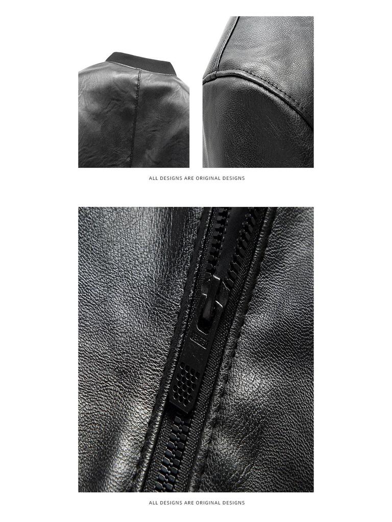 Men's Slim Fit PU Leather Baseball & Stand Collar Jacket - Autumn Winter Korean Style Casual Motorcycle Outerwear