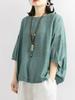 Summer oversized loose casual solid color imitation cotton and linen short sleeved T-shirt top half sleeved T-shirt