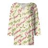 Women's T Shirt Tee Christmas Print Button 3/4 Sleeve Daily Weekend Fashion Basic V Neck Regular Top