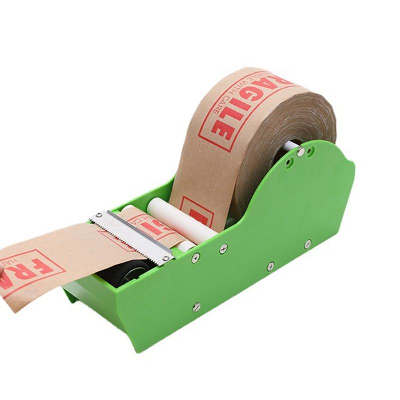 Water Activated Gummed Kraft Paper Tape Packaging Dispenser Green Kraft Paper Tape Cutter for Shipping Carton
